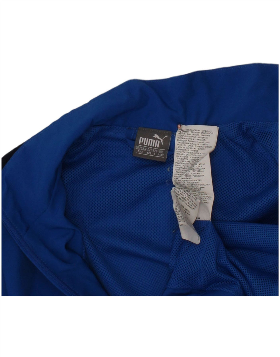 PUMA Boys Graphic Tracksuit Top Jacket 7-8 Years Blue Colourblock