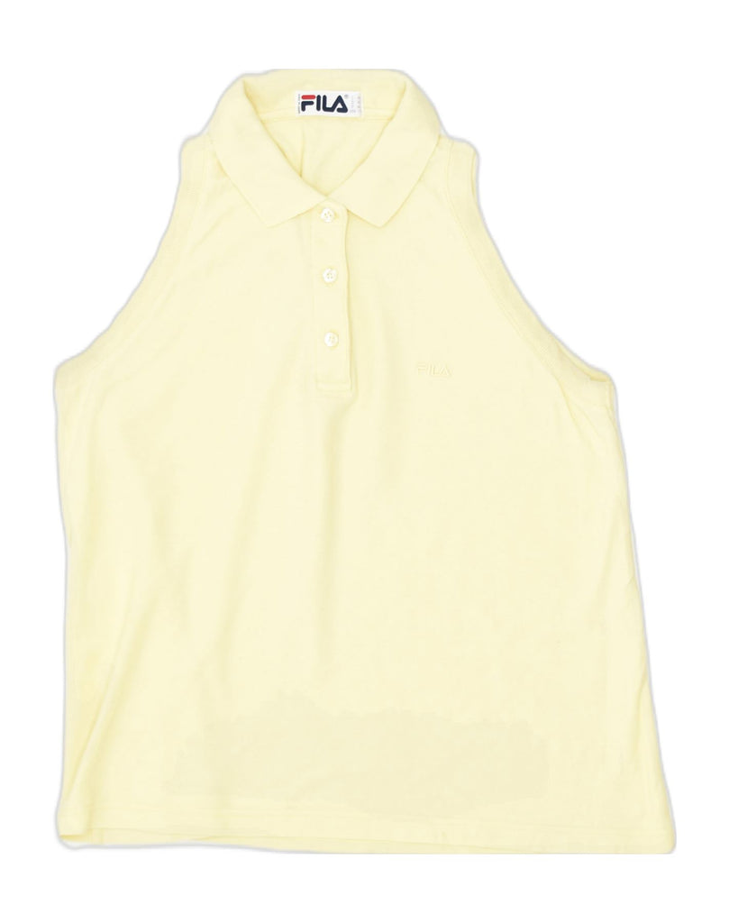 FILA Womens Sleeveless Polo Shirt IT 46 Large Yellow Cotton | Vintage | Thrift | Second-Hand | Used Clothing | Messina Hembry 