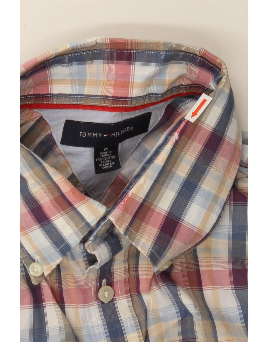 TOMMY HILFIGER Mens Short Sleeve Shirt Medium Multicoloured Check Cotton Vintage Tommy Hilfiger and Second-Hand Tommy Hilfiger from Messina Hembry 