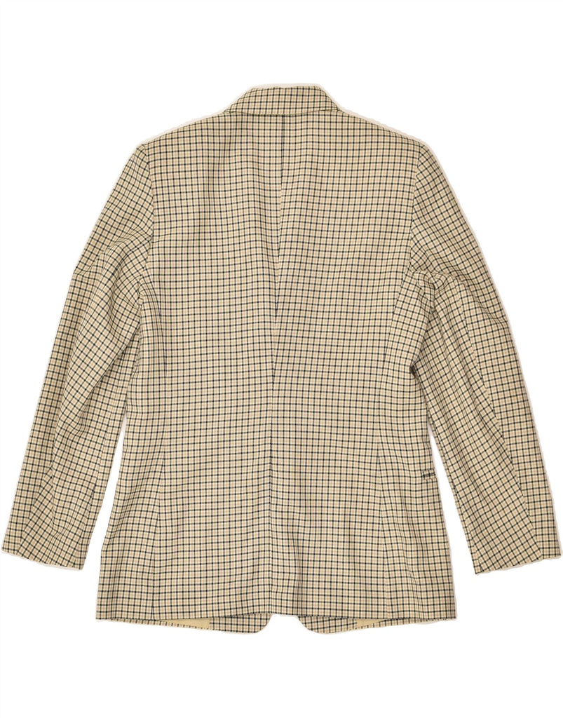 VINTAGE Womens 3 Button Blazer Jacket UK 10 Small  Beige Check Polyester | Vintage Vintage | Thrift | Second-Hand Vintage | Used Clothing | Messina Hembry 