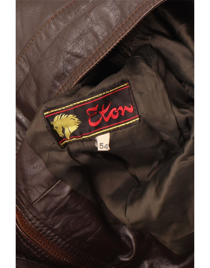 Eton Womens Leather Jacket UK 12 Medium Brown Leather