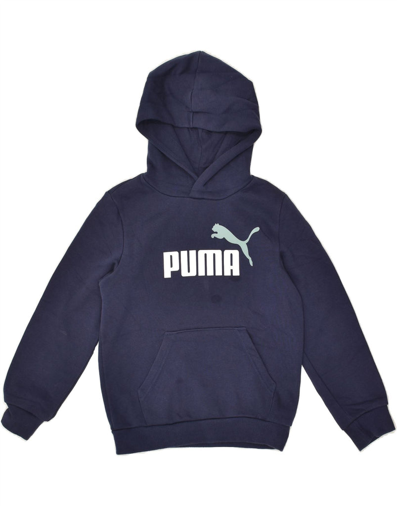 PUMA Boys Graphic Hoodie Jumper 9-10 Years Navy Blue Cotton | Vintage Puma | Thrift | Second-Hand Puma | Used Clothing | Messina Hembry 