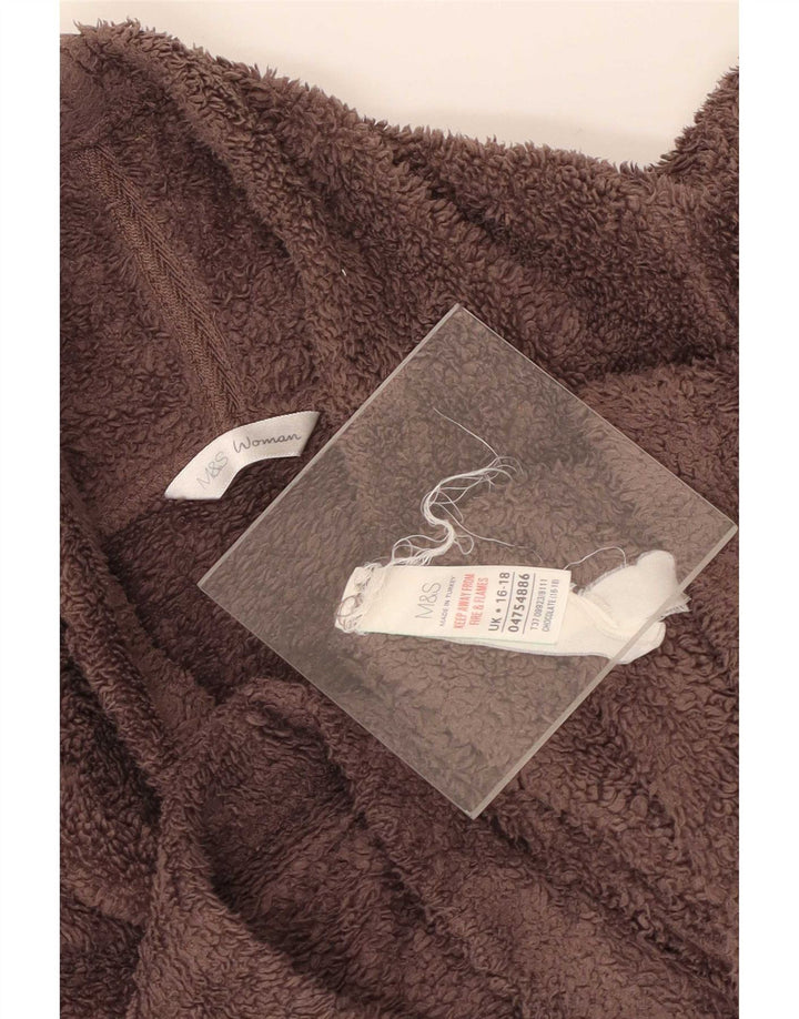 Marks & Spencer Womens Fleece Jumper UK 16/18 Large Brown Polyester