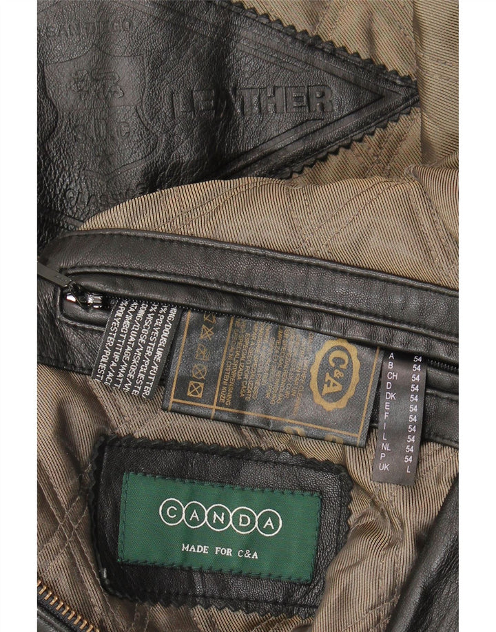 Canda Mens Leather Jacket UK 40 Large Black Leather