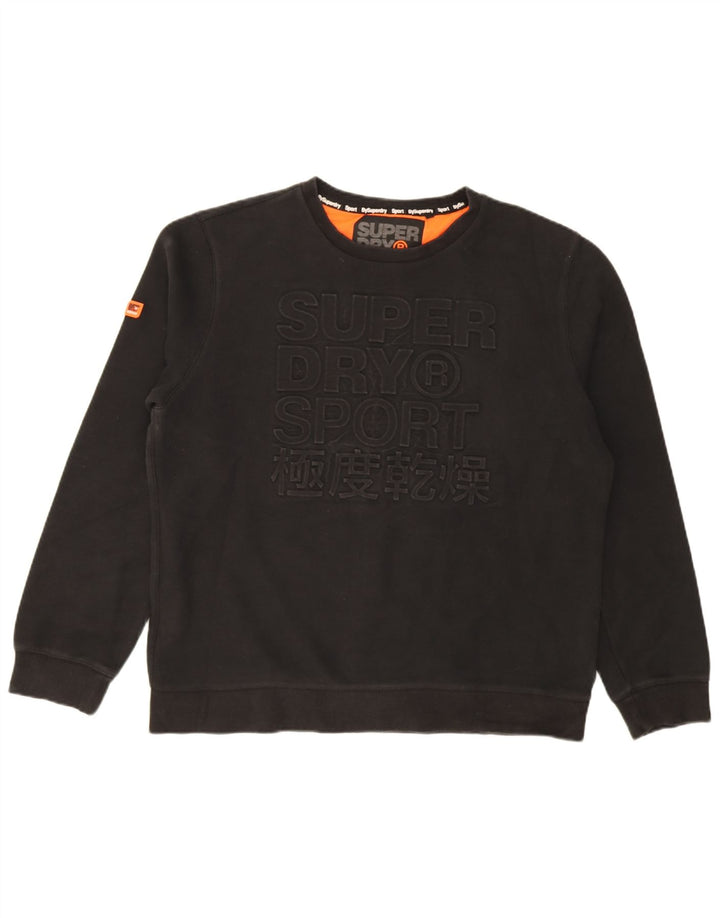 Superdry Mens Graphic Sweatshirt Jumper 3XL Black Cotton