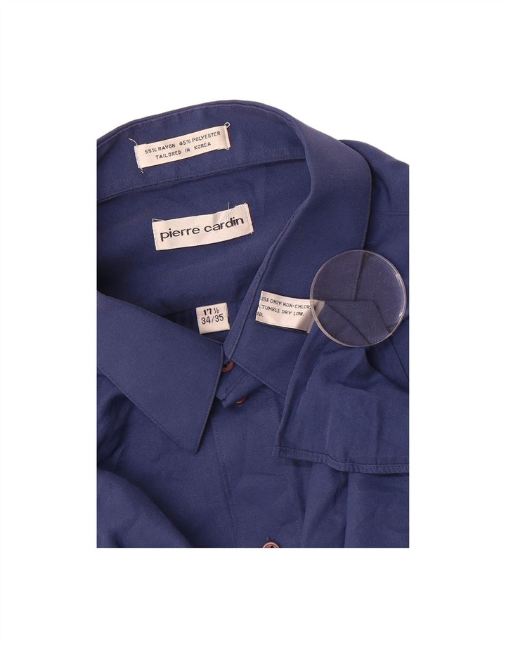 PIERRE CARDIN Mens Shirt Size 17 1/2 XL Navy Blue Rayon