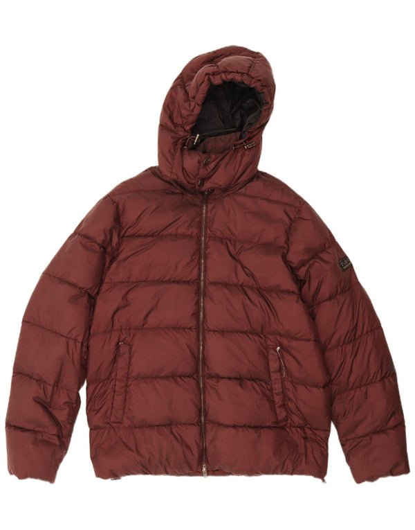 Michael Kors Mens Hooded Padded Jacket UK 40 Large Burgundy Nylon