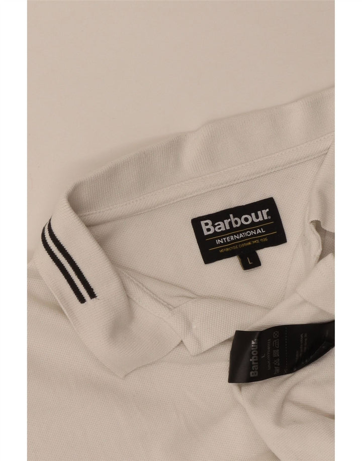 Barbour Mens Polo Shirt Large White Cotton