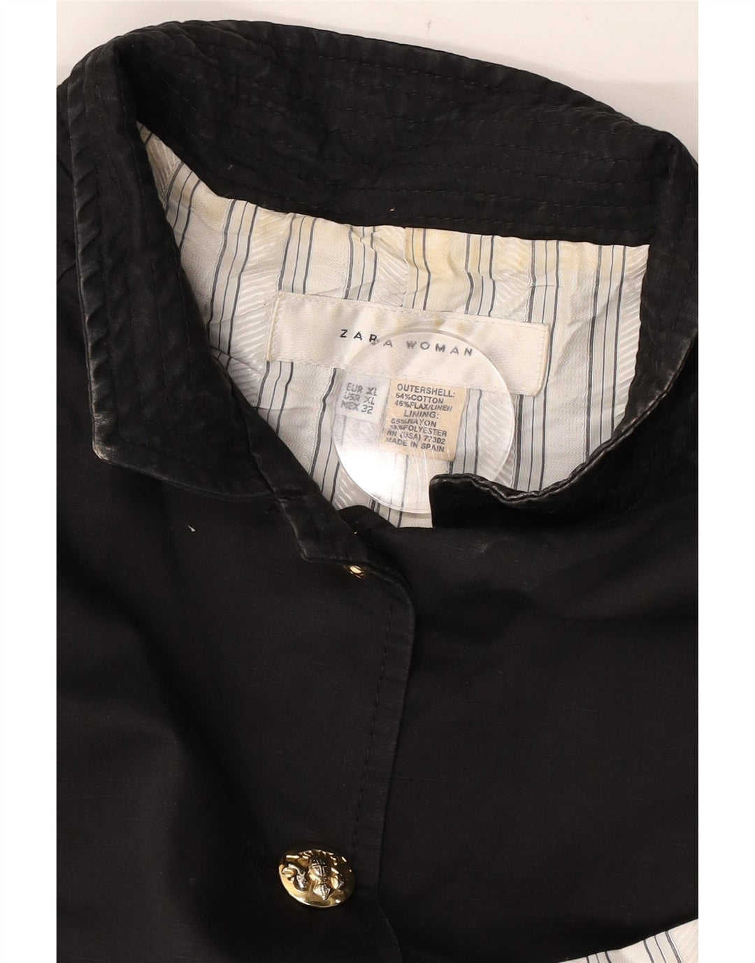 Zara Womens Crop Bomber Jacket UK 18 XL Black Cotton
