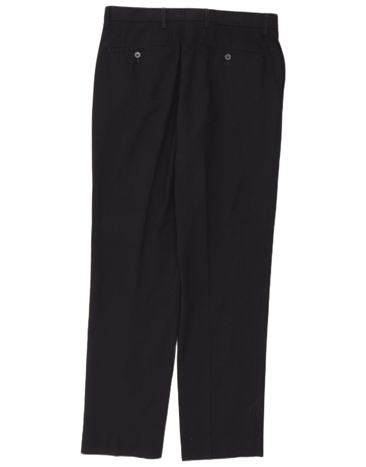 Marks & Spencer Mens Tailored Straight Suit Trousers W34 L33 Navy Blue