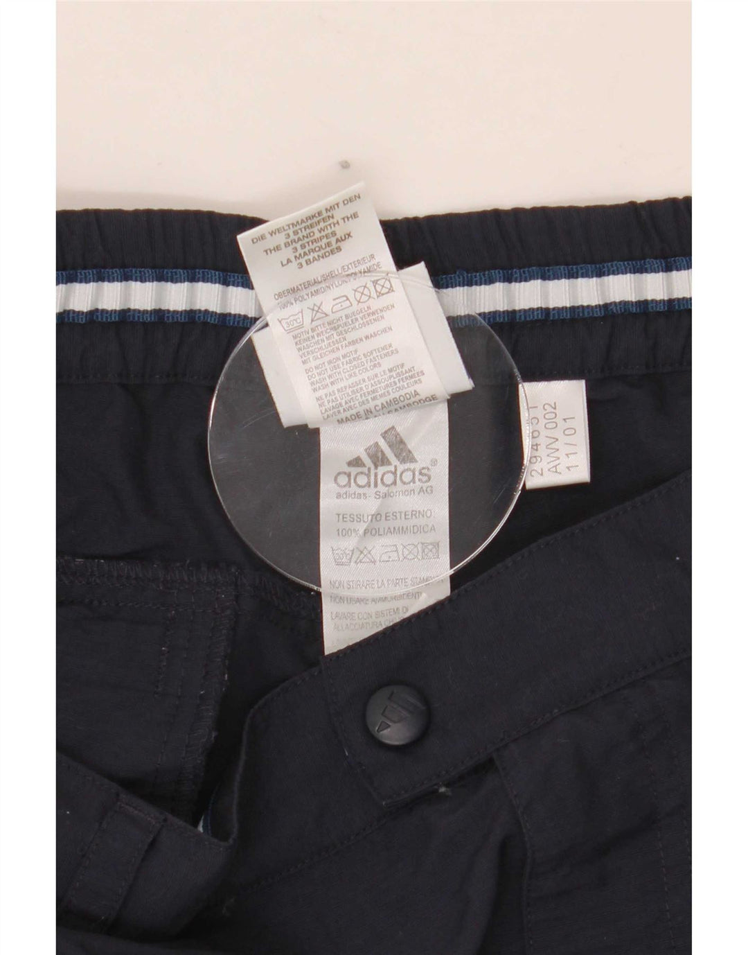Adidas Mens Capri Trousers W32 L20 Navy Blue Polyester