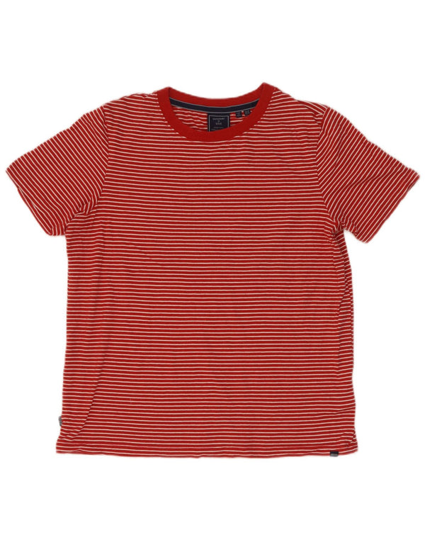 Superdry Womens T-Shirt Top UK 12 Medium Red Striped Cotton