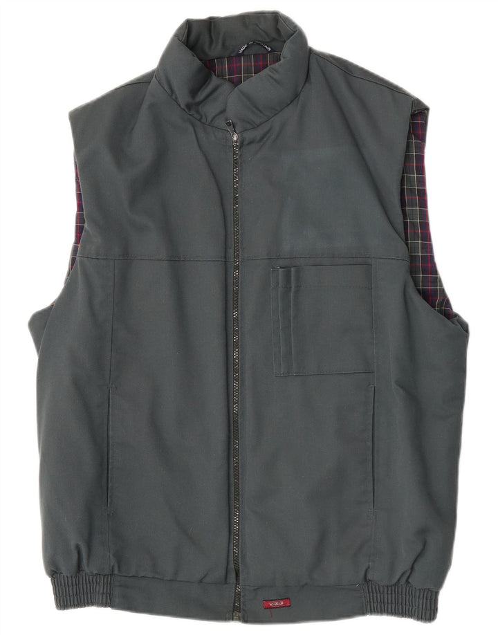 Vintage Mens Gilet UK 38 Medium Grey Polyester