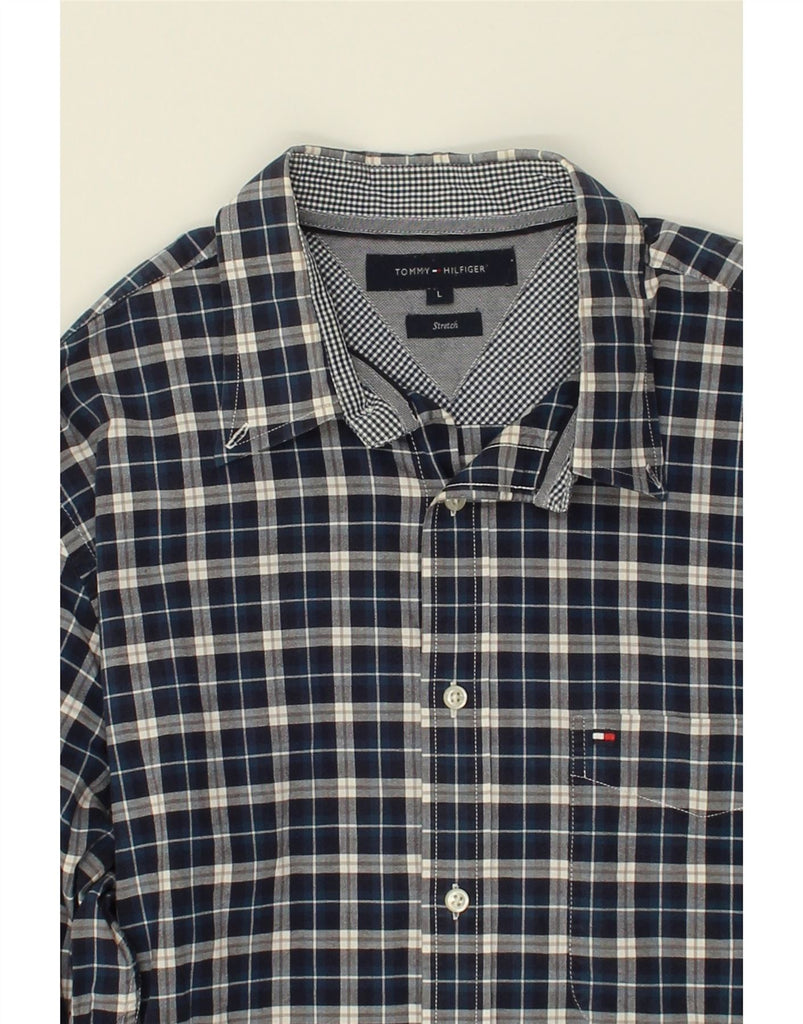 TOMMY HILFIGER Mens Shirt Large Blue Check Cotton | Vintage Tommy Hilfiger | Thrift | Second-Hand Tommy Hilfiger | Used Clothing | Messina Hembry 