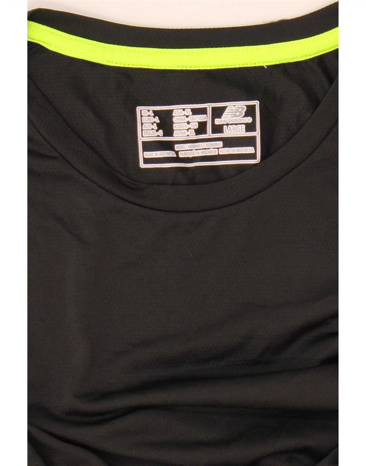 New Balance Mens Top Long Sleeve Large Black Colourblock