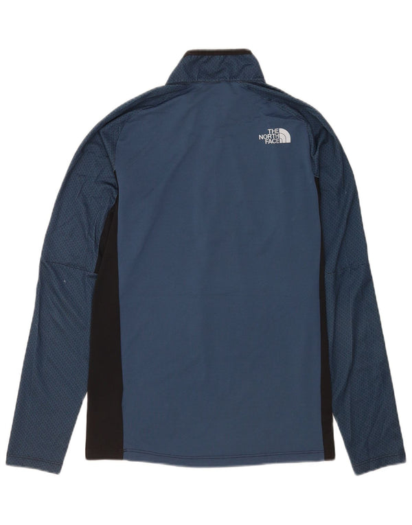 The North Face Mens Zip Neck Top Long Sleeve Small Blue Geometric Sports