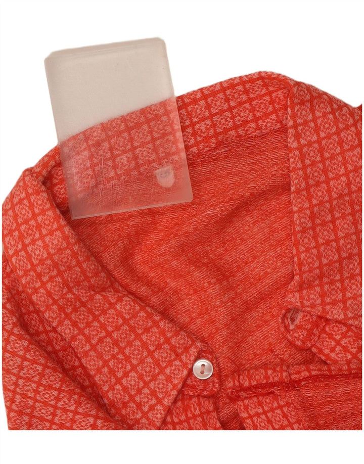 Vintage Womens Short Sleeve Shirt Blouse UK 14 Medium Red Geometric
