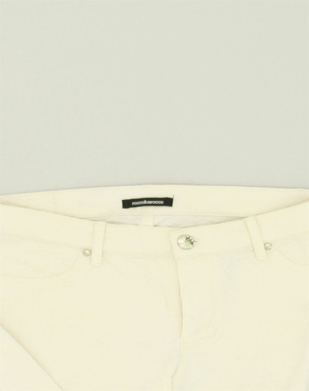 ROCCOBAROCCO Womens Skinny Casual Trousers IT 42 Medium W32 L33 White | Vintage Roccobarocco | Thrift | Second-Hand Roccobarocco | Used Clothing | Messina Hembry 