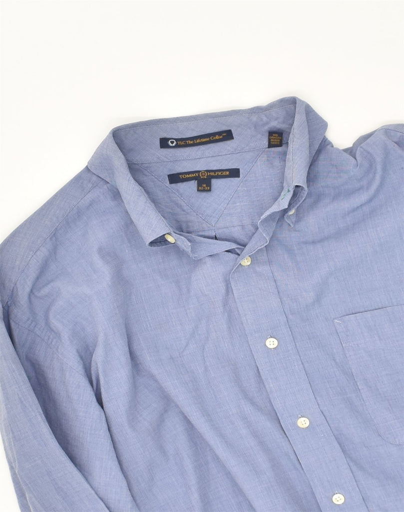TOMMY HILFIGER Mens Shirt Size 16 Large Blue Cotton | Vintage Tommy Hilfiger | Thrift | Second-Hand Tommy Hilfiger | Used Clothing | Messina Hembry 