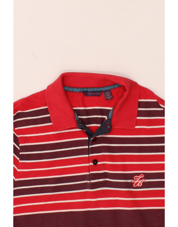TED BAKER Mens Polo Shirt Size 2 Small Red Striped Cotton Vintage Ted Baker and Second-Hand Ted Baker from Messina Hembry 