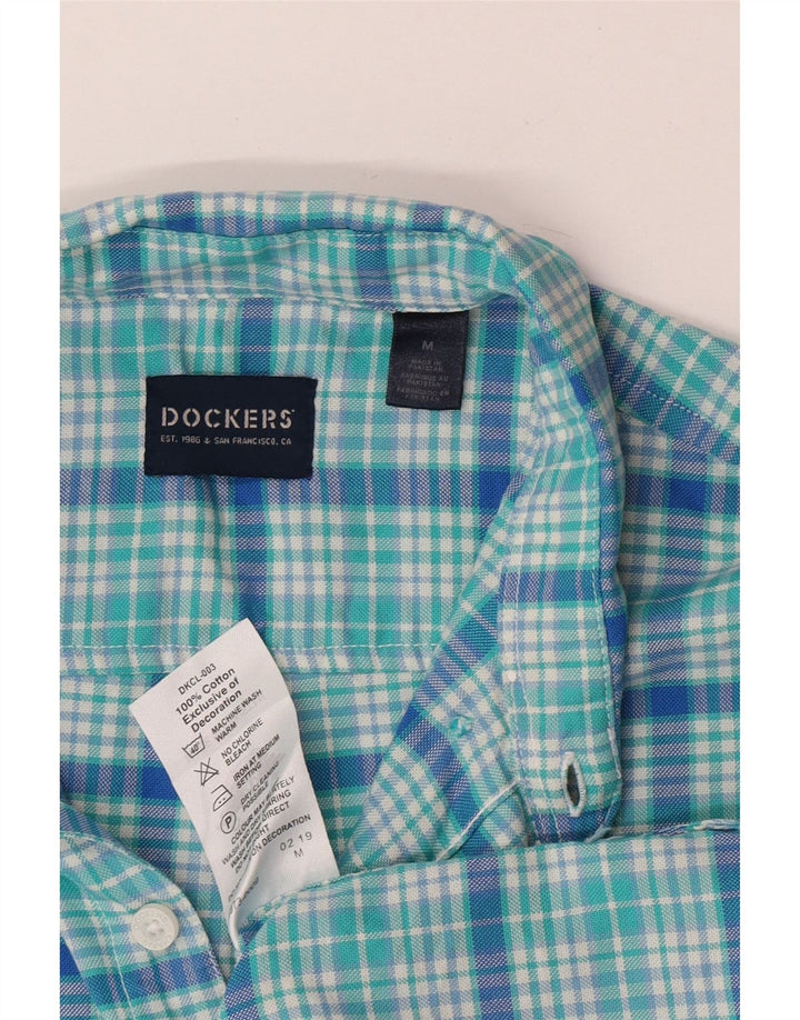 Dockers Mens Shirt Medium Turquoise Check Cotton