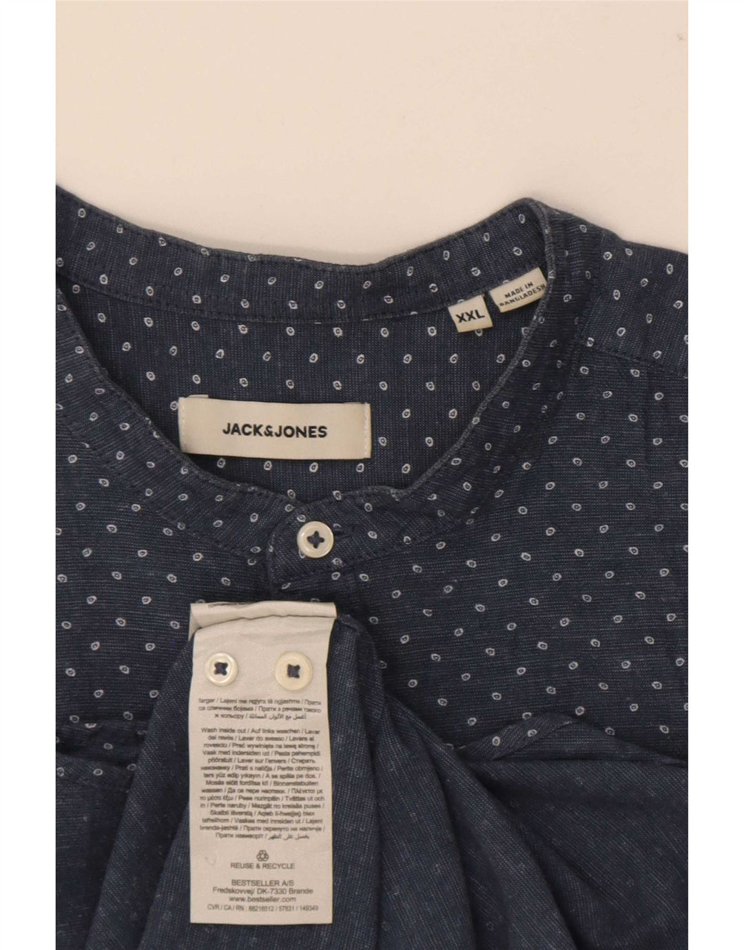 Jack & Jones Mens Shirt 2XL Blue Spotted Cotton