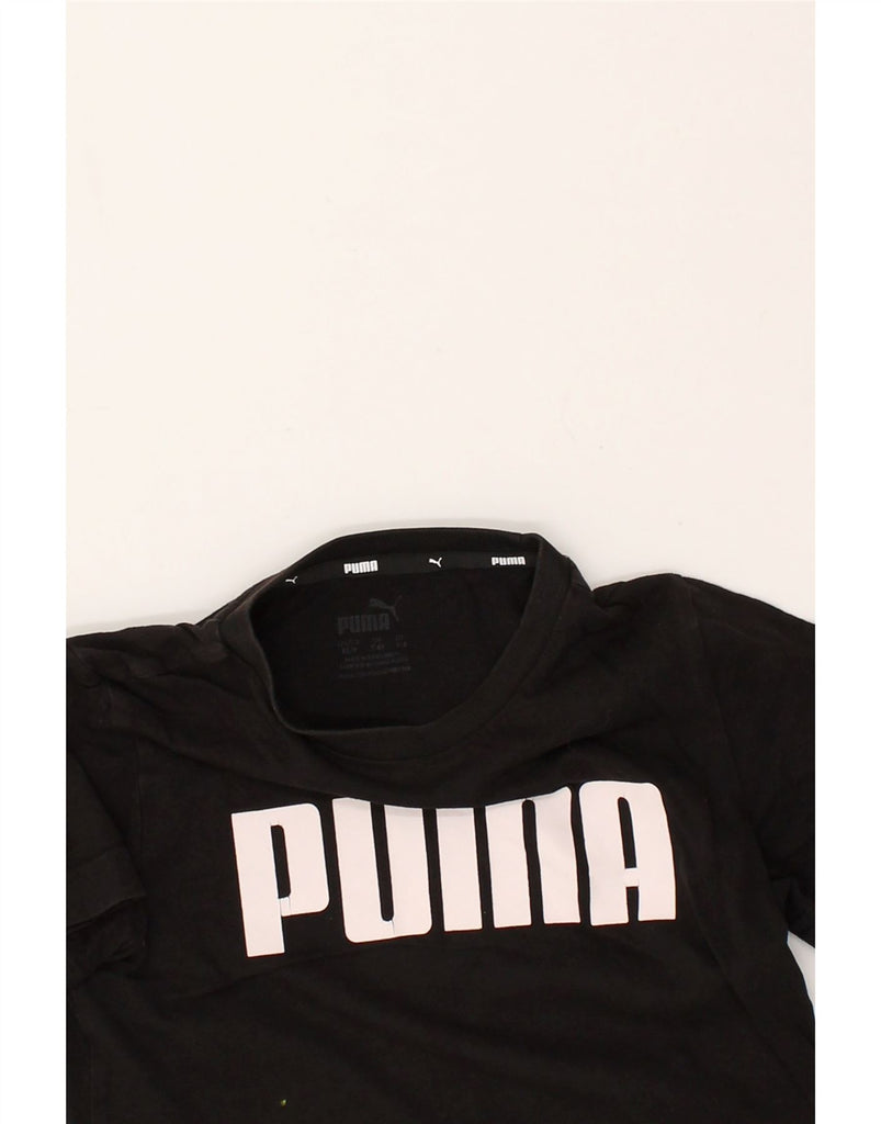 PUMA Girls Graphic T-Shirt Top 7-8 Years XS  Black Cotton | Vintage Puma | Thrift | Second-Hand Puma | Used Clothing | Messina Hembry 