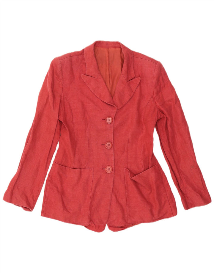 Hobbs Womens 3 Button Blazer Jacket UK 12 Medium Red Linen