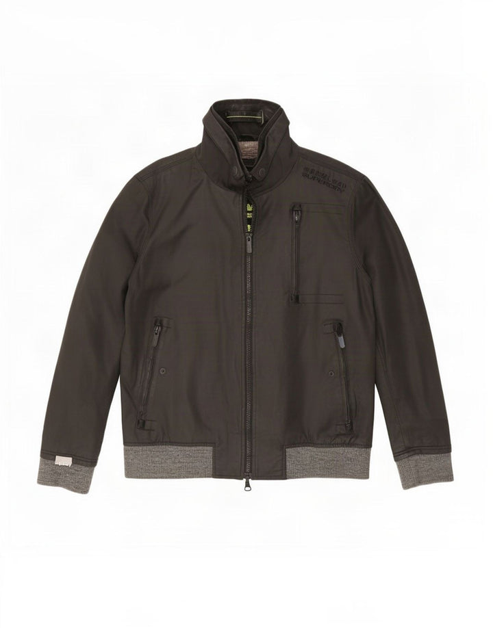 Superdry Mens Bomber Jacket UK 44 2XL Black Polyester