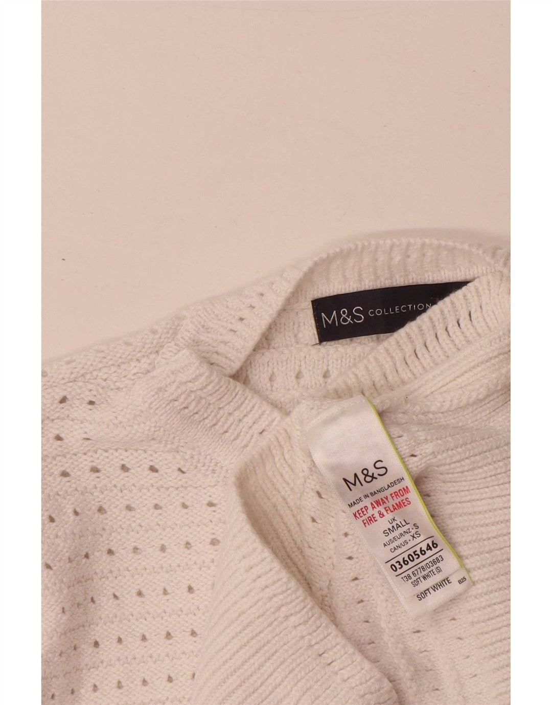 Marks & Spencer Womens Crew Neck Jumper Sweater UK 10 Small White