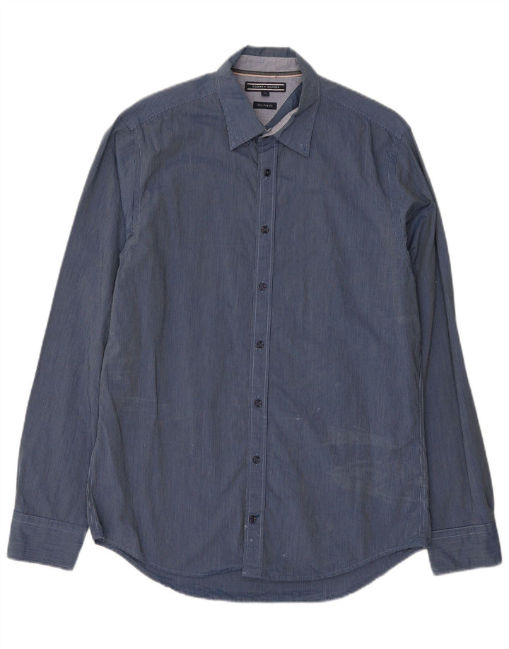 Tommy Hilfiger Mens New York Fit Regular Denim Shirt Medium Blue Gingham
