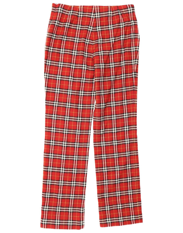 Paola Rossini Womens Casual Trousers IT 44 Medium W30 L31 Red Check