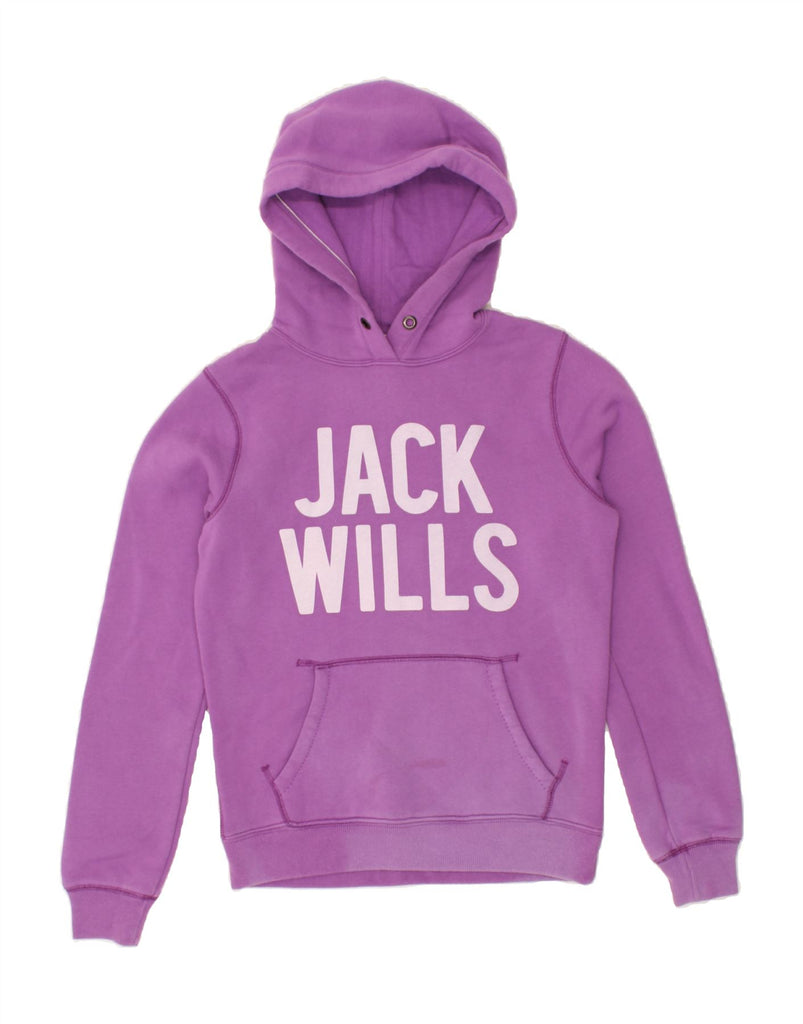 JACK WILLS Womens Graphic Hoodie Jumper UK 10 Small  Purple Cotton | Vintage Jack Wills | Thrift | Second-Hand Jack Wills | Used Clothing | Messina Hembry 