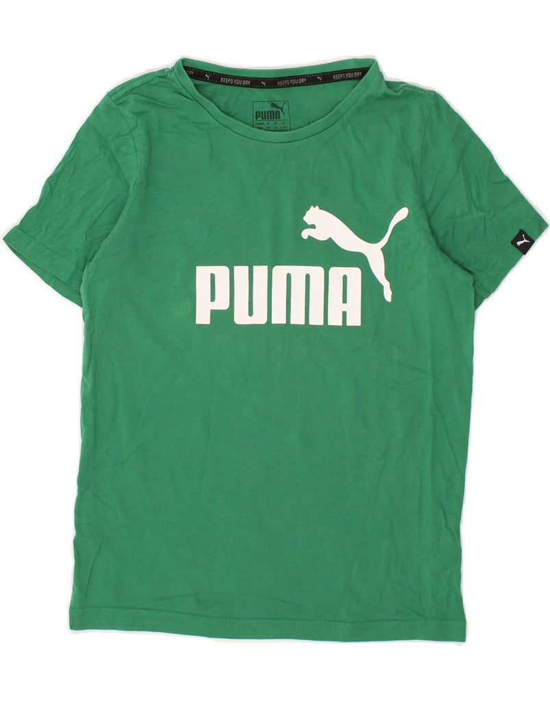 PUMA Boys Graphic T-Shirt Top 9-10 Years Green Cotton | Vintage Puma | Thrift | Second-Hand Puma | Used Clothing | Messina Hembry 