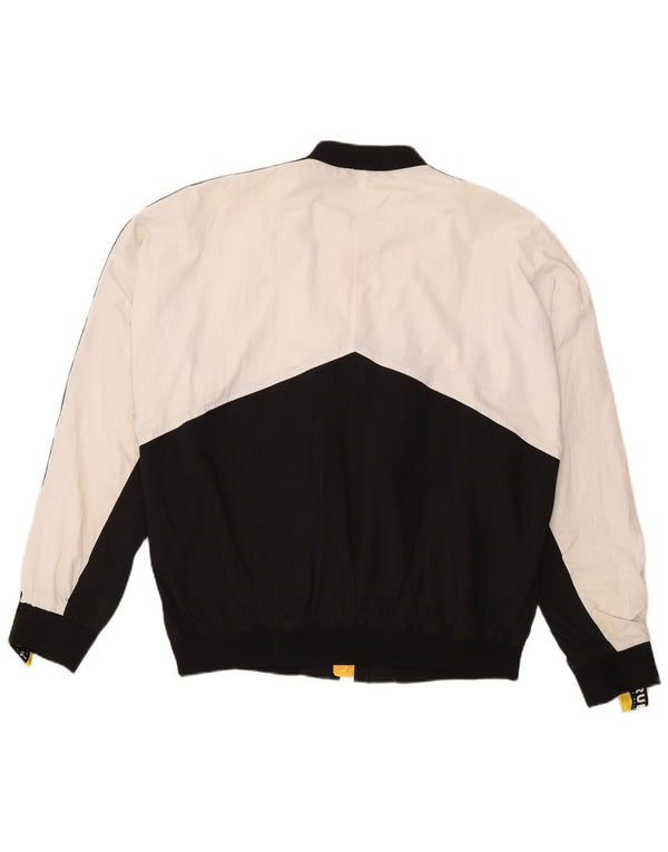 Zara Mens Graphic Tracksuit Top Jacket Large Black Colourblock Nylon