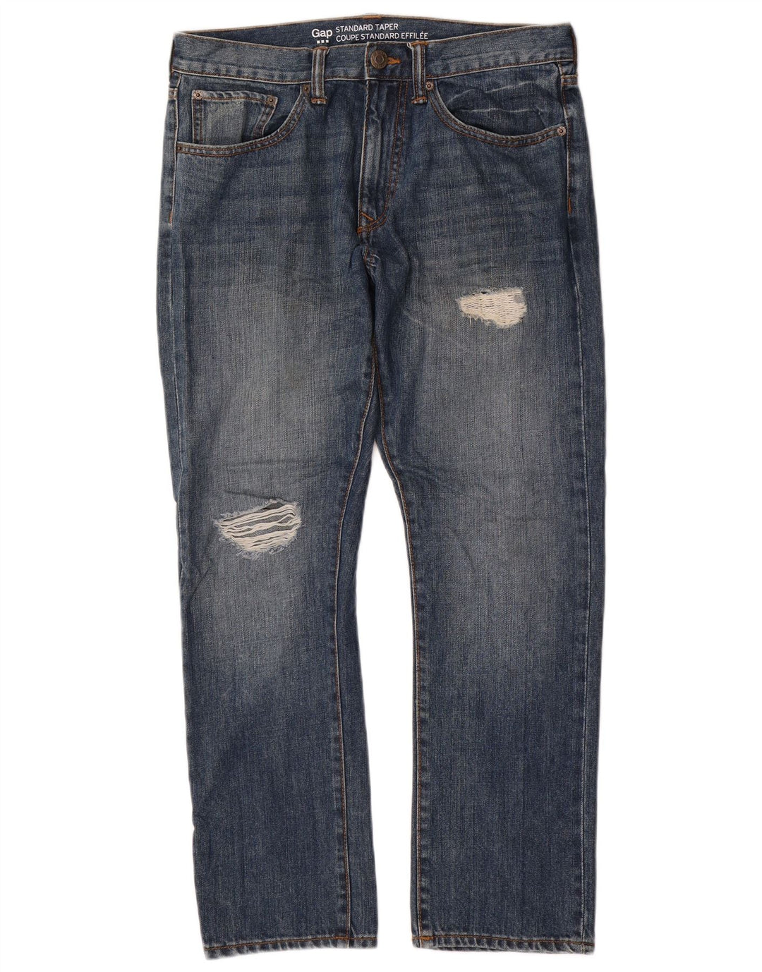 Gap Mens Standard Distressed Tapered Jeans W32 L30 Blue Cotton
