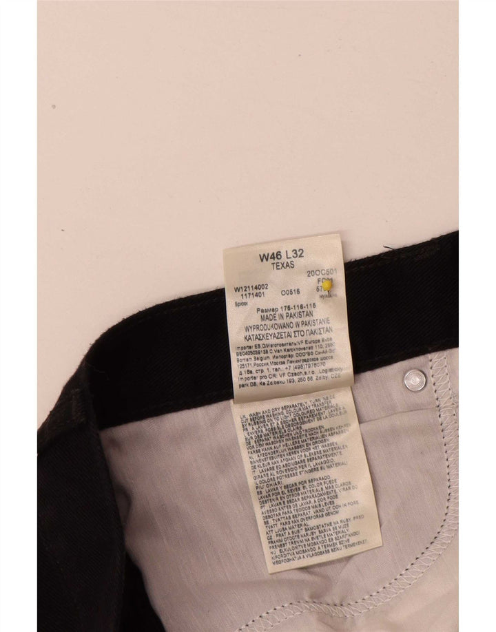 Wrangler Mens Texas Straight Jeans W46 L30 Black Cotton
