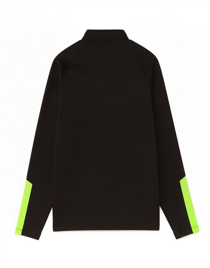 Umbro Boys Zip Neck Top Long Sleeve 9-10 Years Medium Black Colourblock