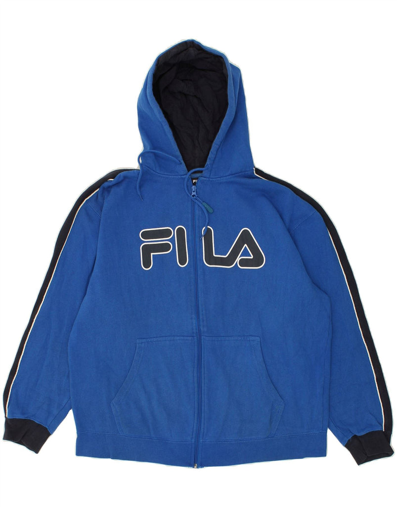 FILA Mens Graphic Zip Hoodie Sweater XL Blue Cotton | Vintage Fila | Thrift | Second-Hand Fila | Used Clothing | Messina Hembry 