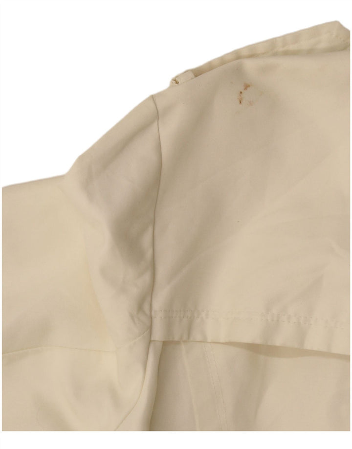 Zara Womens Double Breasted Trench Coat UK 14 Large Off White Cotton
