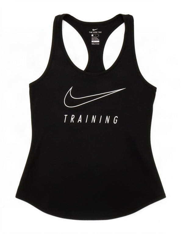 Nike Womens Dri Fit Graphic Vest Top UK 10 Small Black Polyester