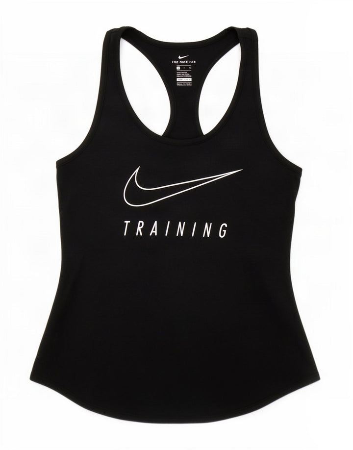 Nike Womens Dri Fit Graphic Vest Top UK 10 Small Black Polyester