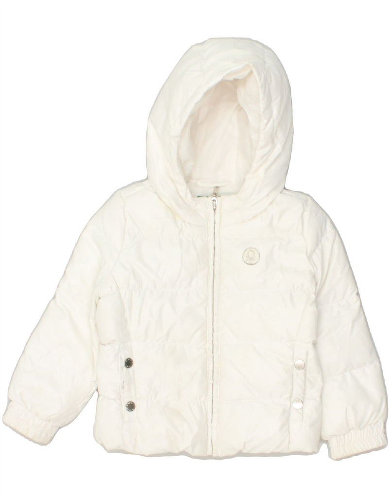 BENETTON Girls Hooded Padded Jacket 6-7 Years White | Vintage Benetton | Thrift | Second-Hand Benetton | Used Clothing | Messina Hembry 