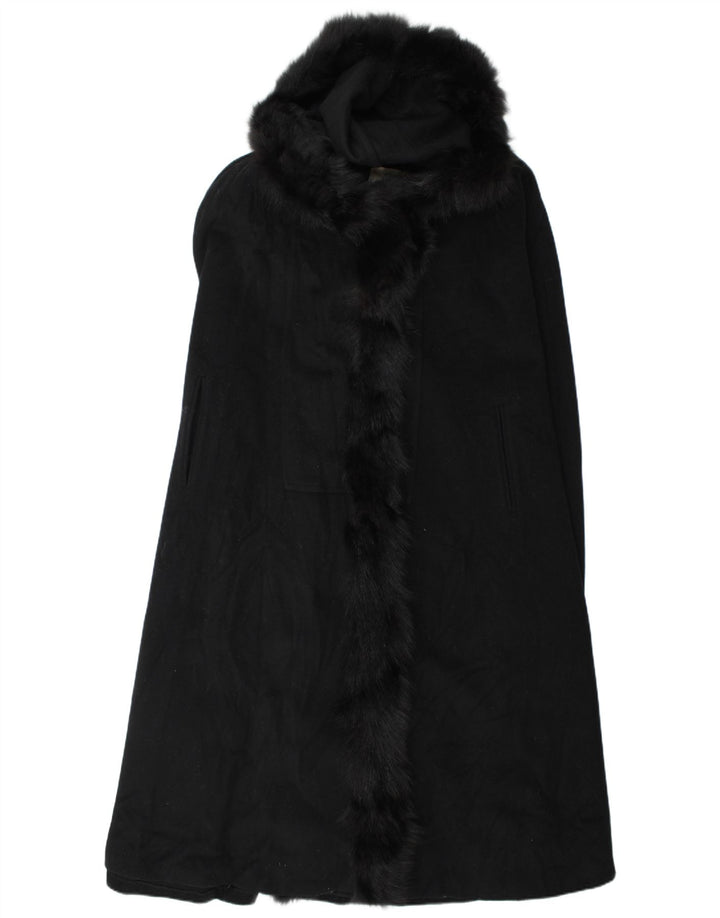 Vintage Womens Hooded Cape Coat One Size Black