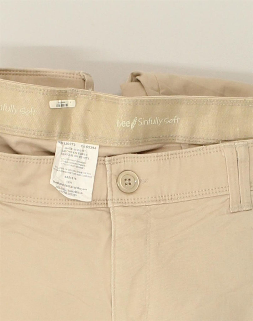 LEE Womens Slim Casual Trousers US 18 2XL W36 L29 Beige Cotton | Vintage Lee | Thrift | Second-Hand Lee | Used Clothing | Messina Hembry 