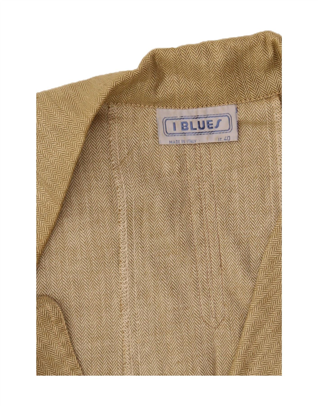 I BLUES Womens Crop Bomber Jacket IT 40 Small Beige Herringbone Cotton Vintage i Blues and Second-Hand i Blues from Messina Hembry 