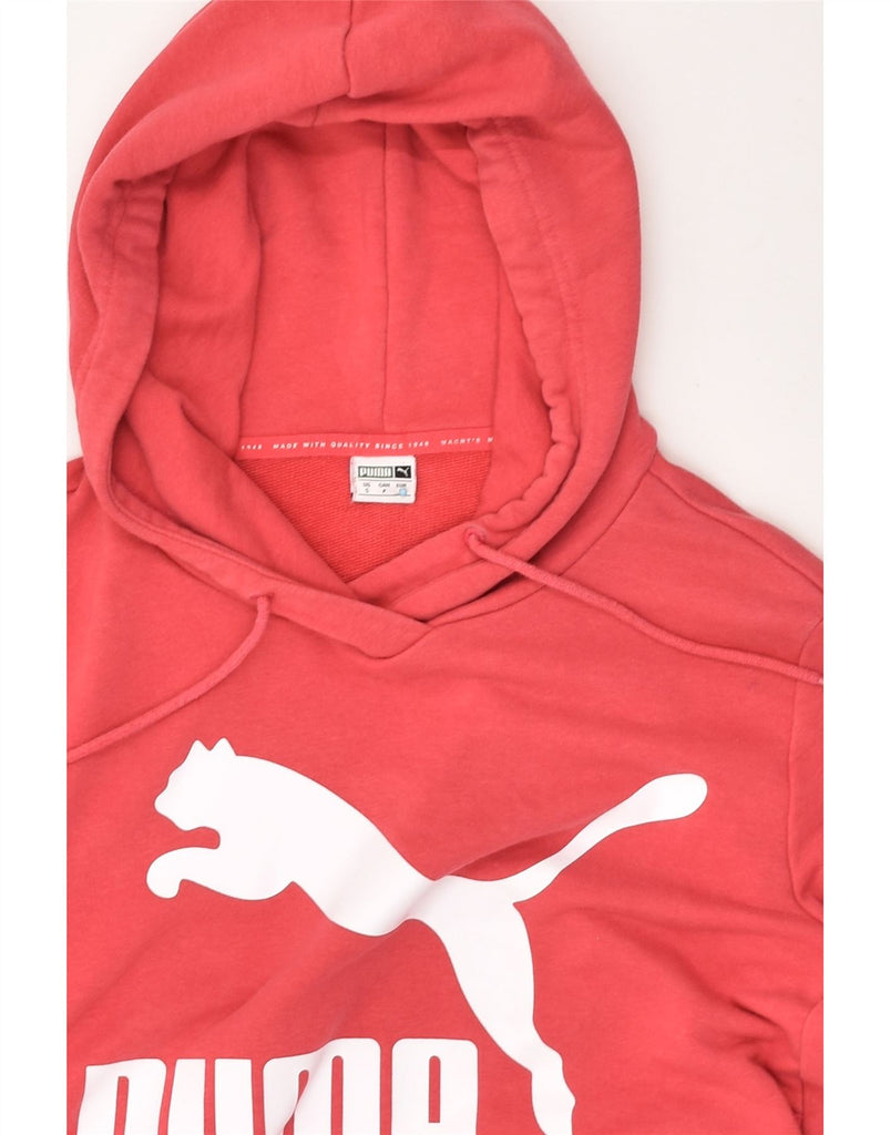 PUMA Womens Graphic Hoodie Jumper UK 10 Small Red Cotton | Vintage Puma | Thrift | Second-Hand Puma | Used Clothing | Messina Hembry 