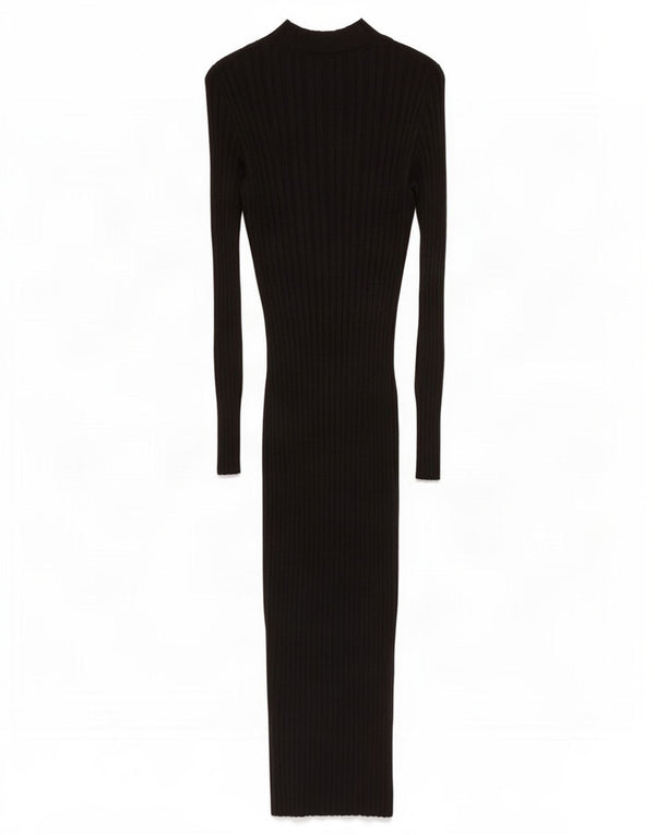 Zara Womens Long Sleeve Bodycon Dress UK 12 Medium Black