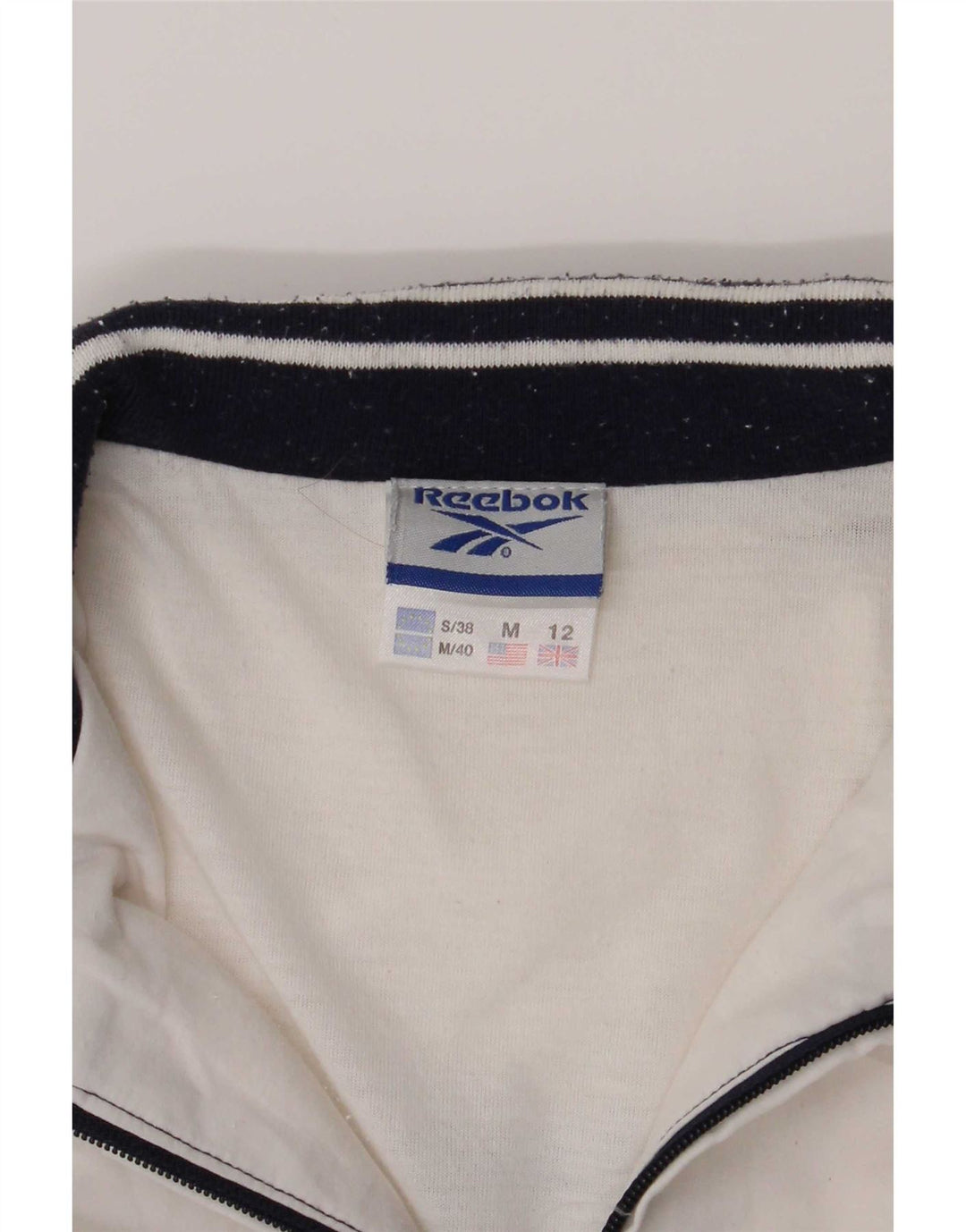 Reebok Womens Tracksuit Top Jacket UK 12 Medium Navy Blue Colourblock