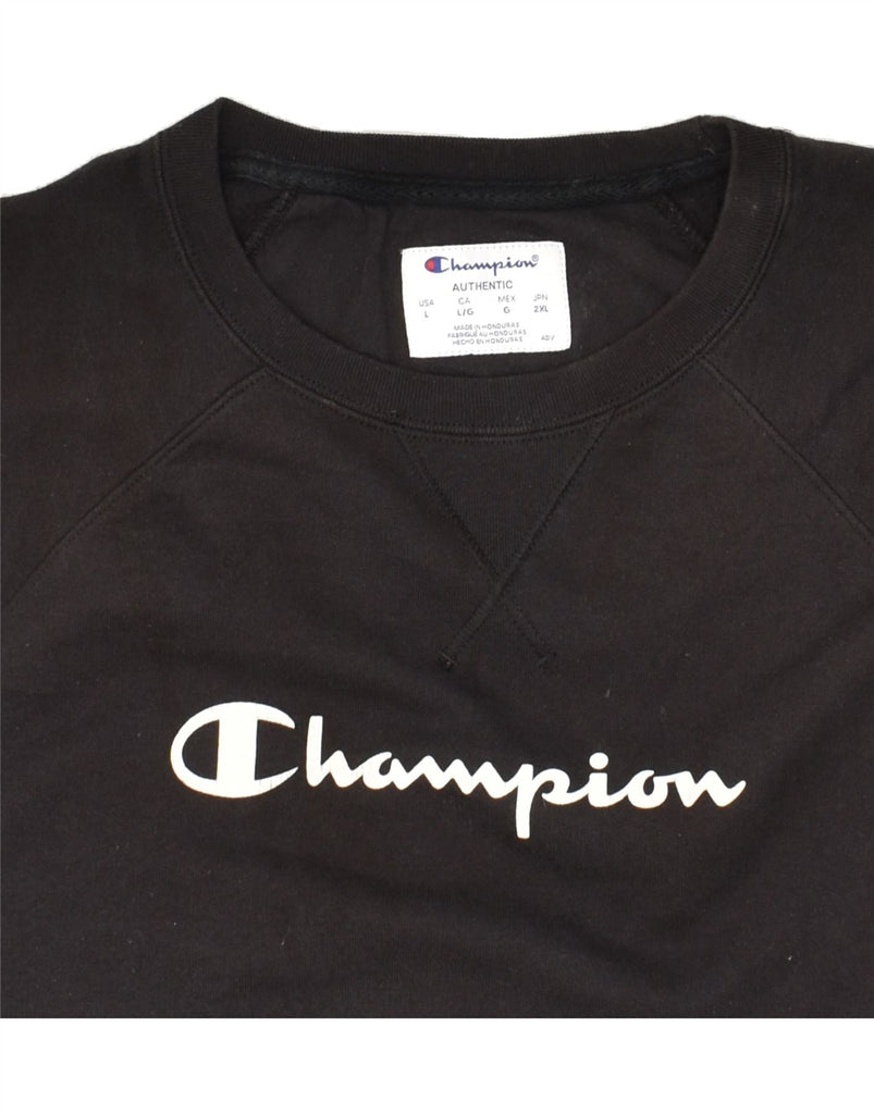 CHAMPION Mens Graphic Sweatshirt Jumper Large Black Cotton | Vintage Champion | Thrift | Second-Hand Champion | Used Clothing | Messina Hembry 